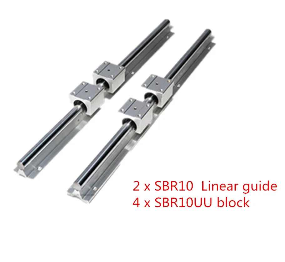 

2pcs SBR10 300 400 500 600 800 1000 1200 1300 1500mm Fully Supported Linear Rail Slide Shaft Rod + 4Pcs SBR10UU Bearing Block