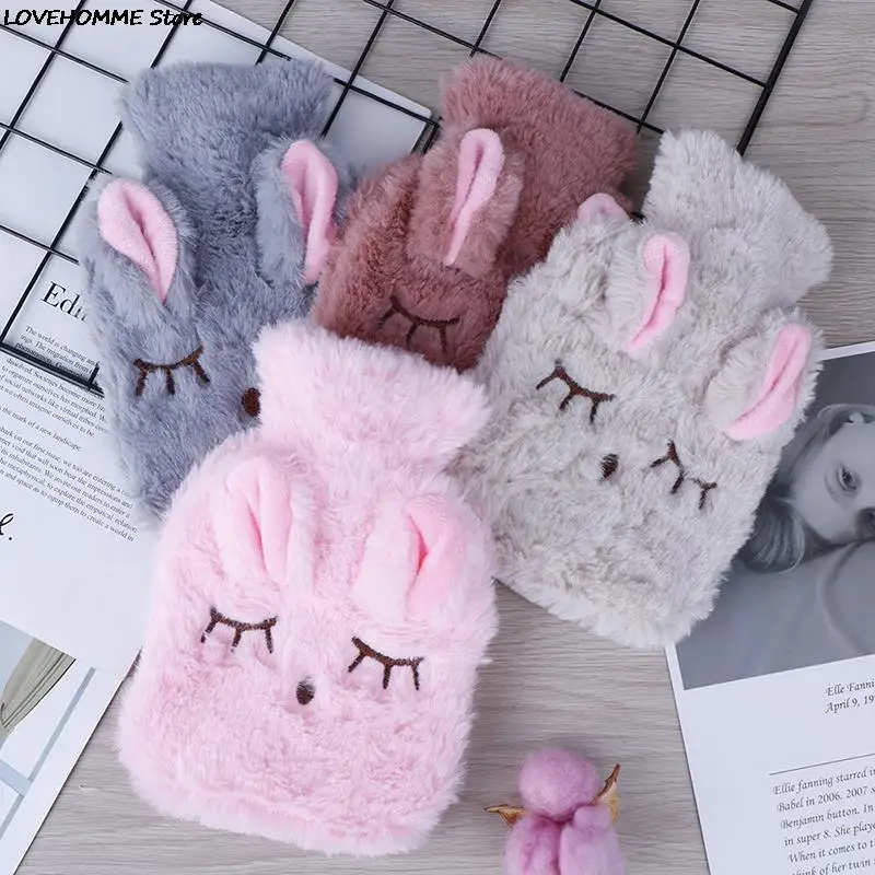 Hot Winter Warm Heat Reusable Hand Warmer Cute PVC Stress Pain Relief Therapy Hot Water Bottle Bag with Knitted Soft Cozy Cover
