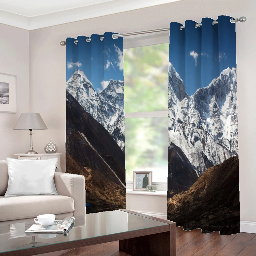 

Photo Custom Snow Mountain Nature scenery curtain window for living room bedroom Half-Blackout Drapes Home Decor