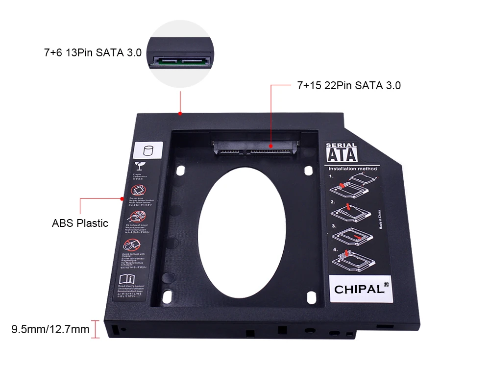 Переходник CHIPAL для установки второго жесткого диска 12 7 мм 9 5 SATA 3 0 2 дюймового