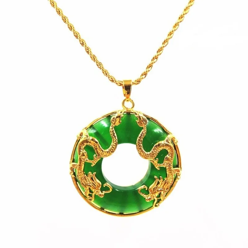 OMHXFC Wholesale European Fashion Unisex Party Birthday Wedding Gift Black Dragon Round Opal 18KT Real Gold Charm Pendant PN116 | Украшения
