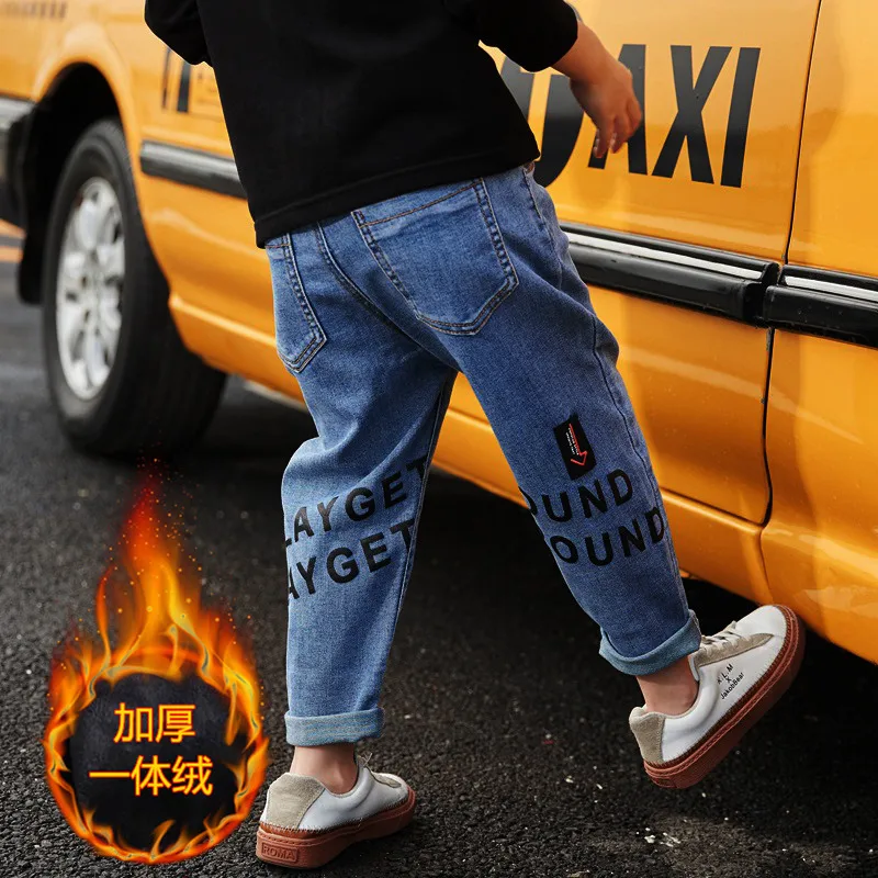 

2020 Children Boys New Winter Thick Denim Pants Baby Boys Casual Good Velvet Warm Jeans Pants 1-8 years !