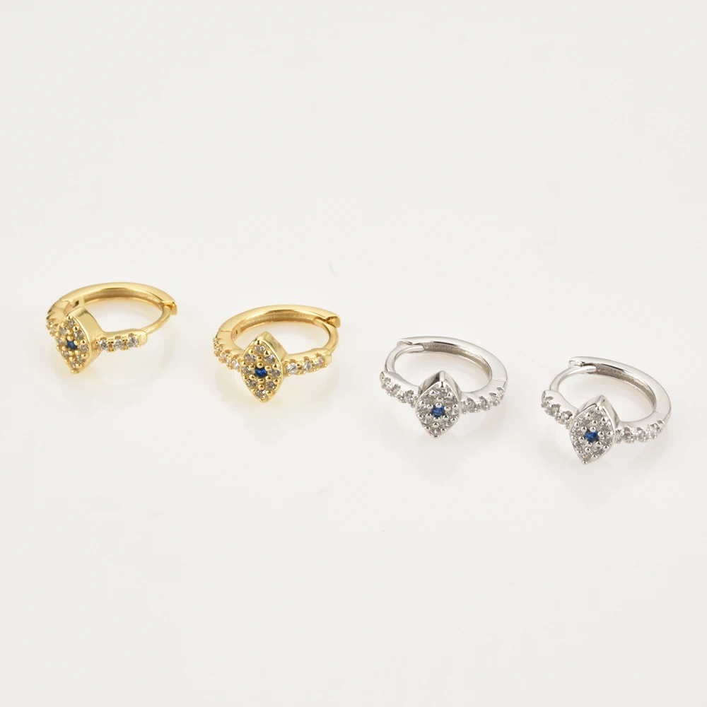 ANDYWEN зима 925 Стерлинговое Серебро Золото сглаза синий прозрачный Циркон Huggies