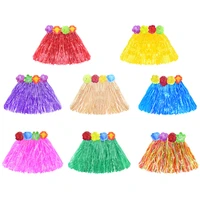 3040cm hawaiian hula grass skirt women kids dress up summer beach party plastic colorful straw skirt hawaiian costumes supplies