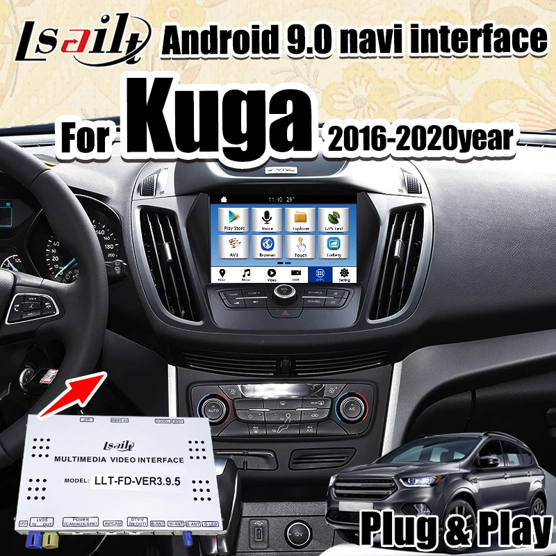 Kaufen Android 9,0 GPS Navigation Multimedia Video Interface Box Für Ford Kuga/ Escape SYNC3 2016-18 Unterstützung Auto Spielen Durch Lsailt