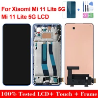 6 55original display for xiaomi mi11 lite m2101k9ag lcd with frame touch screen digitizer assembly for xiaomi mi11 lite 5g