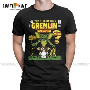 Fun The Mischievous Gremlin T-Shirt Men Round Collar T Shirt Gremlins Gizmo Monster 80s Horror Christmas Movie Tees Big Size Top