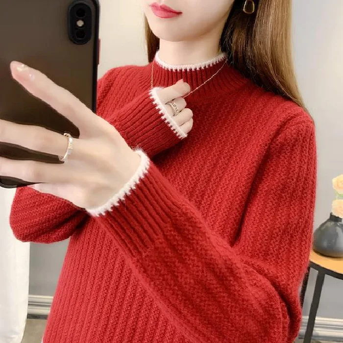 

Women Sweaters And Pullovers Knit Long Sleeve Sweater Female Jumper one