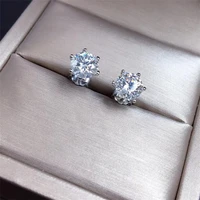 moissanite stud earring for women wedding party gift 1ct vvs lab diamond jewelry classic simple design real 925 sterling silver