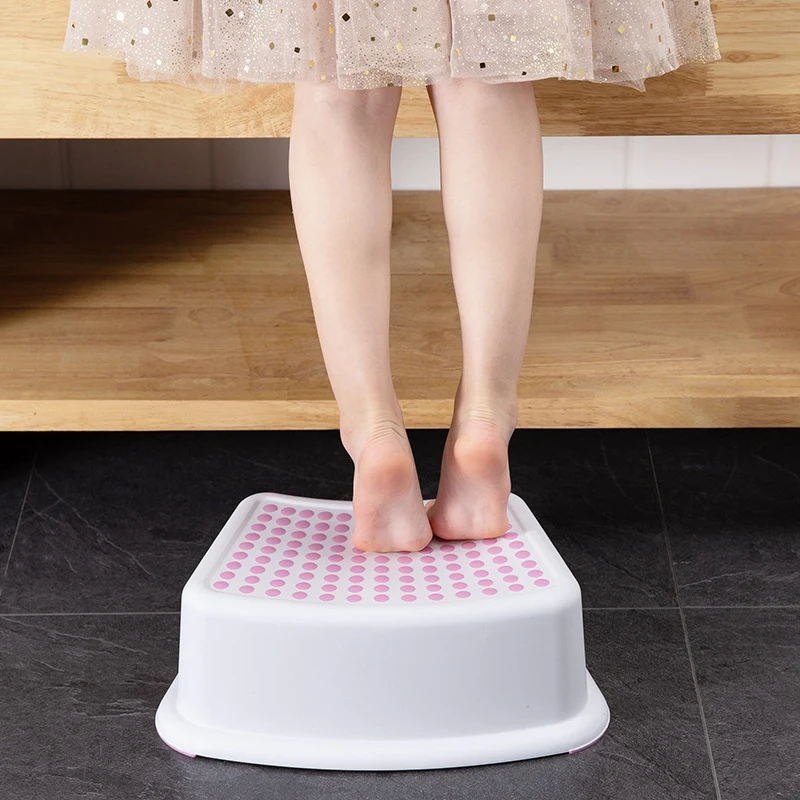 2Pcs Bench Plastic Stool Bathroom Feeding Hand Washing Bath Stepping Piano Pad Footstool Short Baby Non-Slip Children Small Plat
