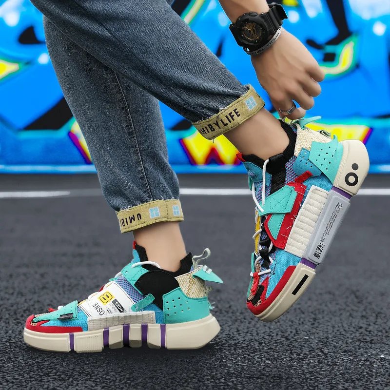 2020 Designer Chunky Sneakers Men High top Fashion Superstar Sports Shoes Hip-hop Stitch Breathable Platform Mens Trainers Shoes