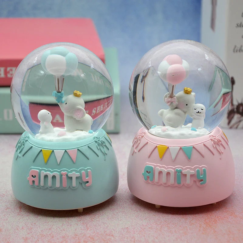 Strongwell Amusement Park Balloon Elephant Snow Globe Crystal Ball Christmas Music Box Christmas Decoration Home Birthday Gift