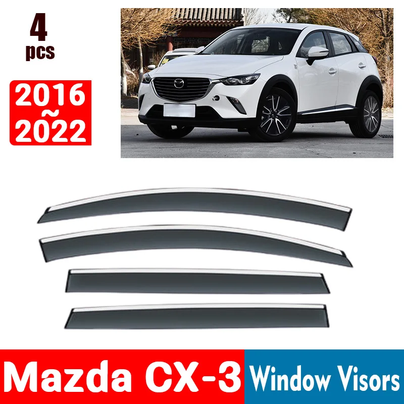 FOR Mazda CX3 CX-3 2016-2022 Window Visors Rain Guard Windows Rain Cover Deflector Awning Shield Vent Guard Shade Cover Trim