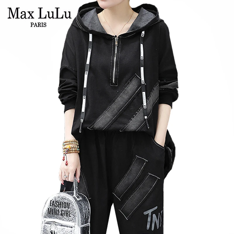 Max LuLu 2020 Весенняя мода в китайском стиле женский спортивный костюм пэчворк