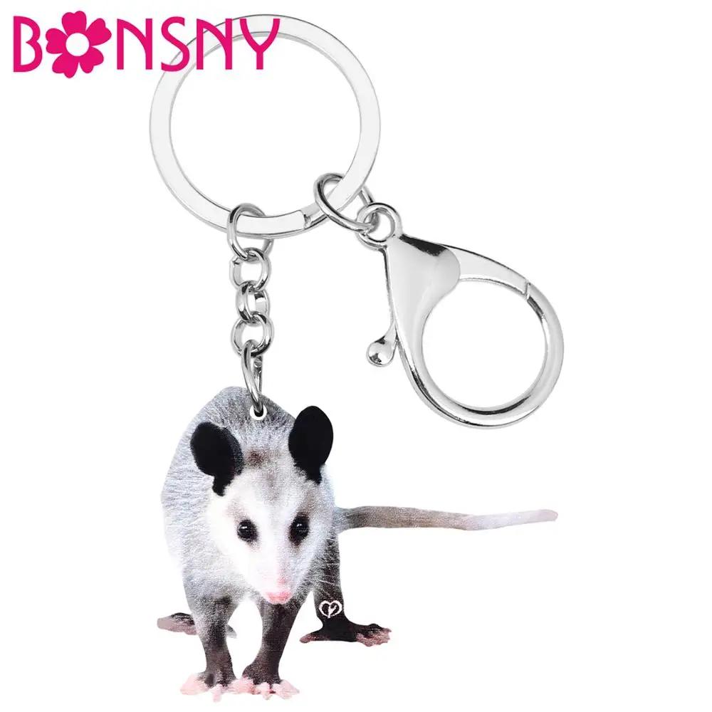 Акриловые серые брелки Bonsny опуссум длинные милые брелоки с животными украшения
