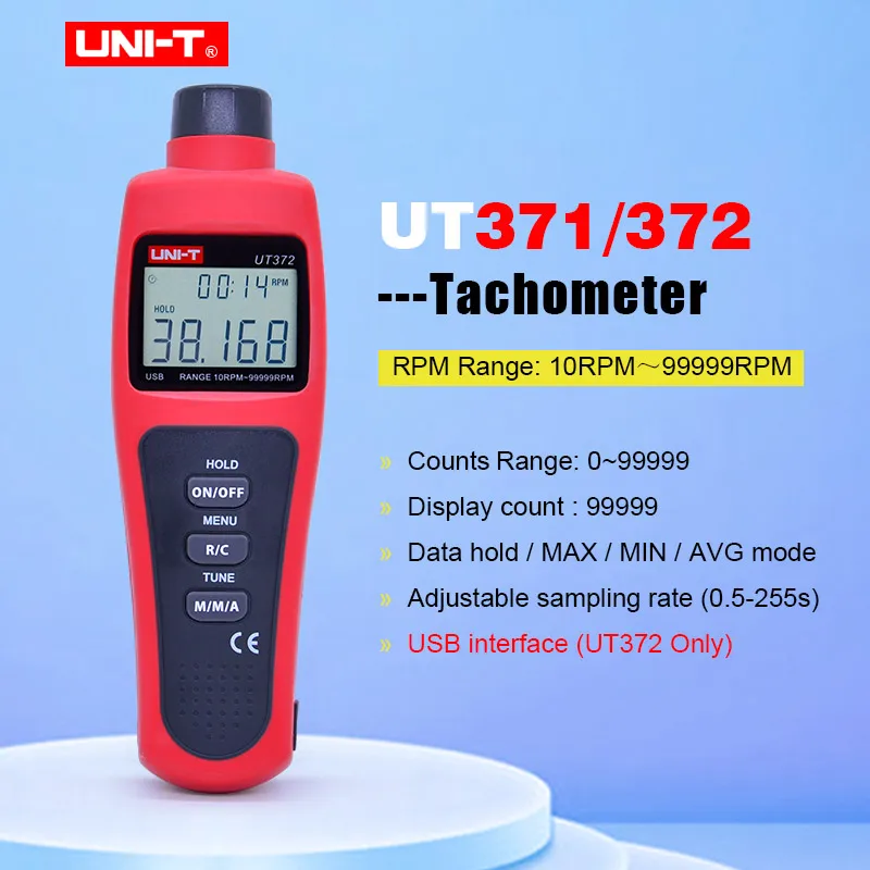 Цифровой Бесконтактный тахометр UT371 UT372 профессиональный с частотой вращения 10
