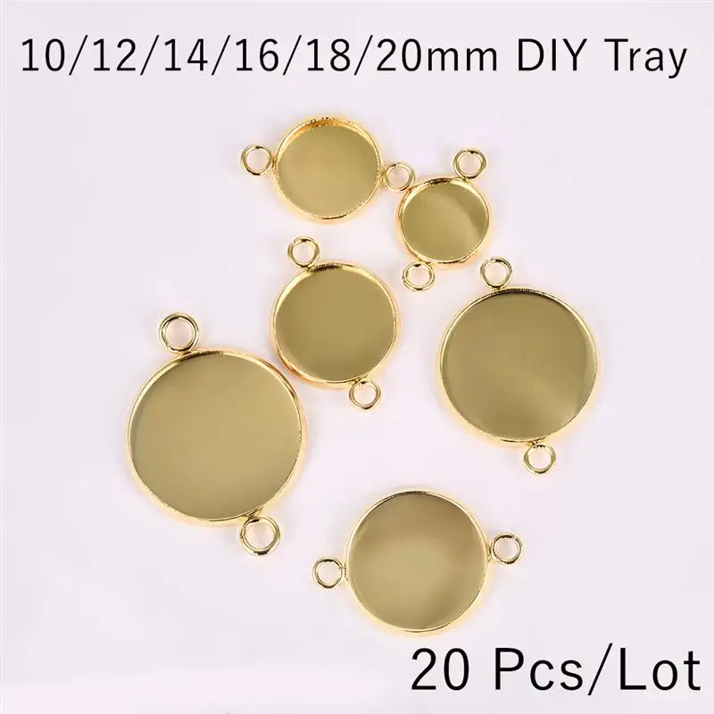 20 штук Золотое округлое Стекло основа для установки кабошона Нержавеющая сталь