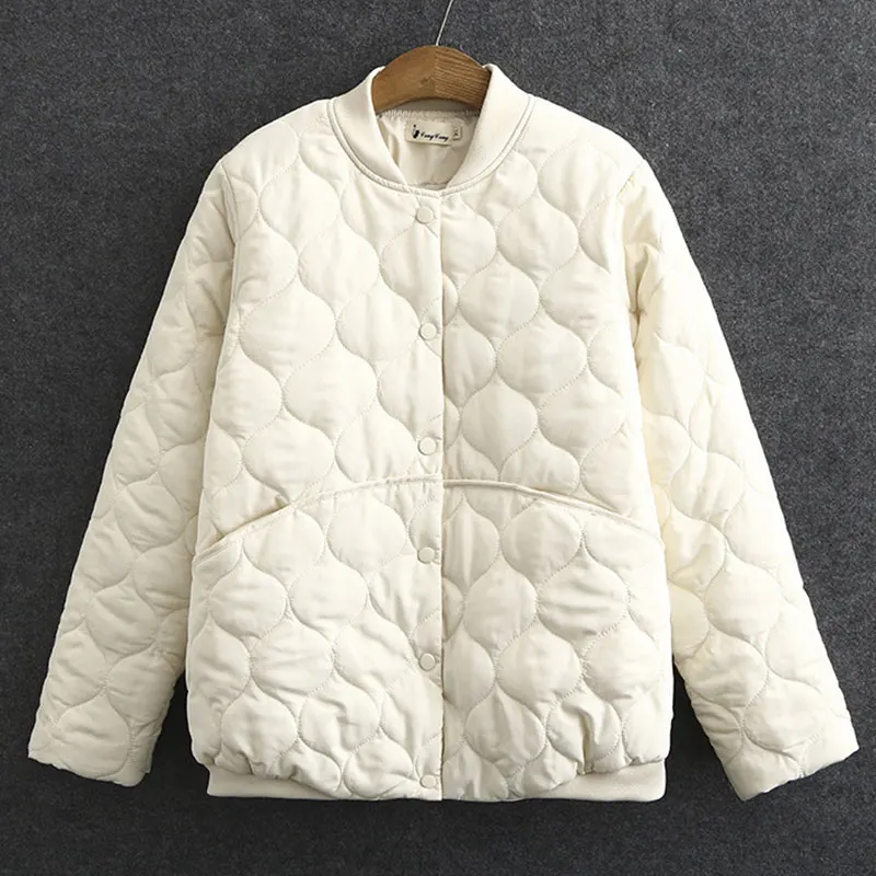 

Autumn Winter Parka Women Clothes Plus Size&Curve 2021 New Padded Coat Solid Color Long Sleeve Anti-Static Short Jacket