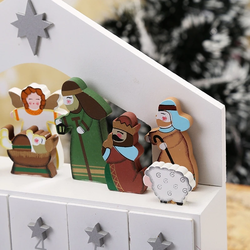

Wooden Advent Calendar Countdown Christmas Party Decoration 24 Drawers Ornament A9LB