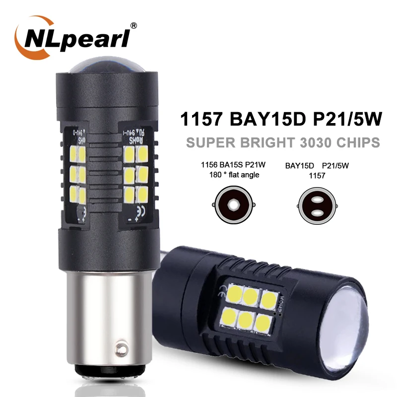 NLpearl 2x сигнальные лампы 1157 светодиодный Bay15d P21/5 Вт автомобиль лампа SMD 3030 P21w Ba15s 1156