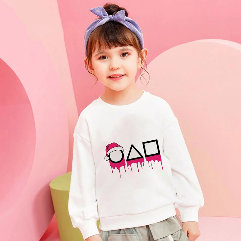 

Squid Game Sweatshirt Anime Girls Clothes Streetwear Boys Shirts Baby Tops Cartoon Casual Kids Fashion Long Sleeve Christmas