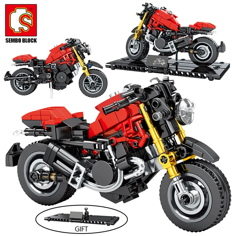 

SEMBO MOC City Speed Motorbike Model Building Blocks Electric Motorcycle Creator Motor Car Bricks Educational Toy for Boys