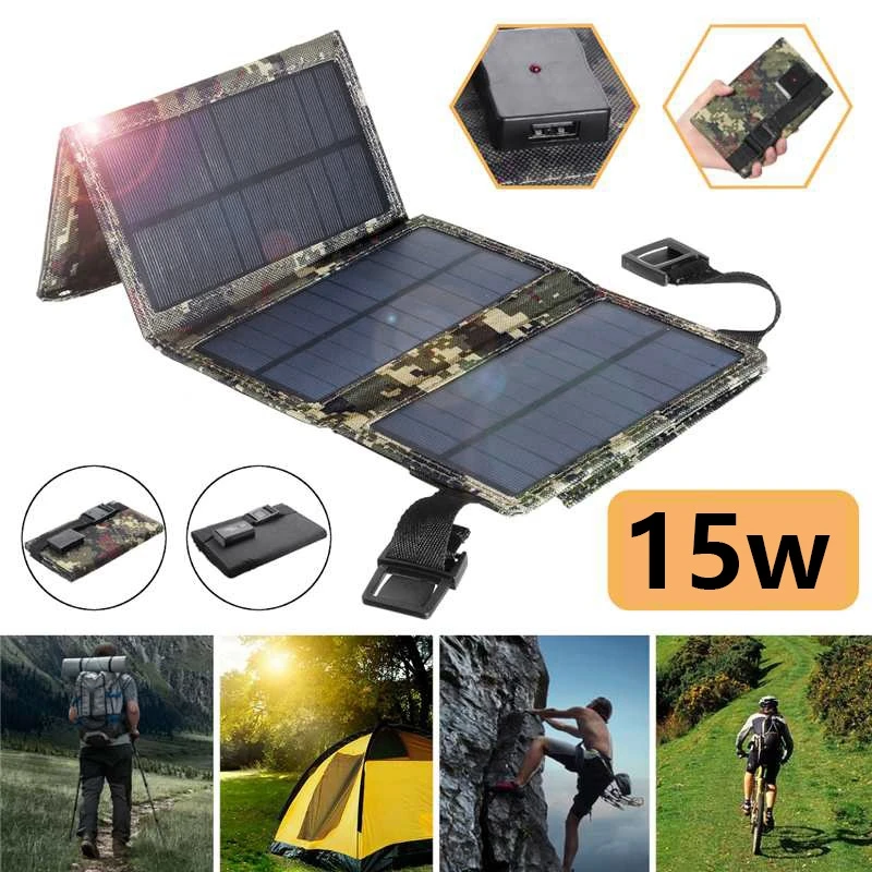 15W 5V 2A солнце Мощность Usb складной Панели солнечные кемпинг Пеший Туризм телефон