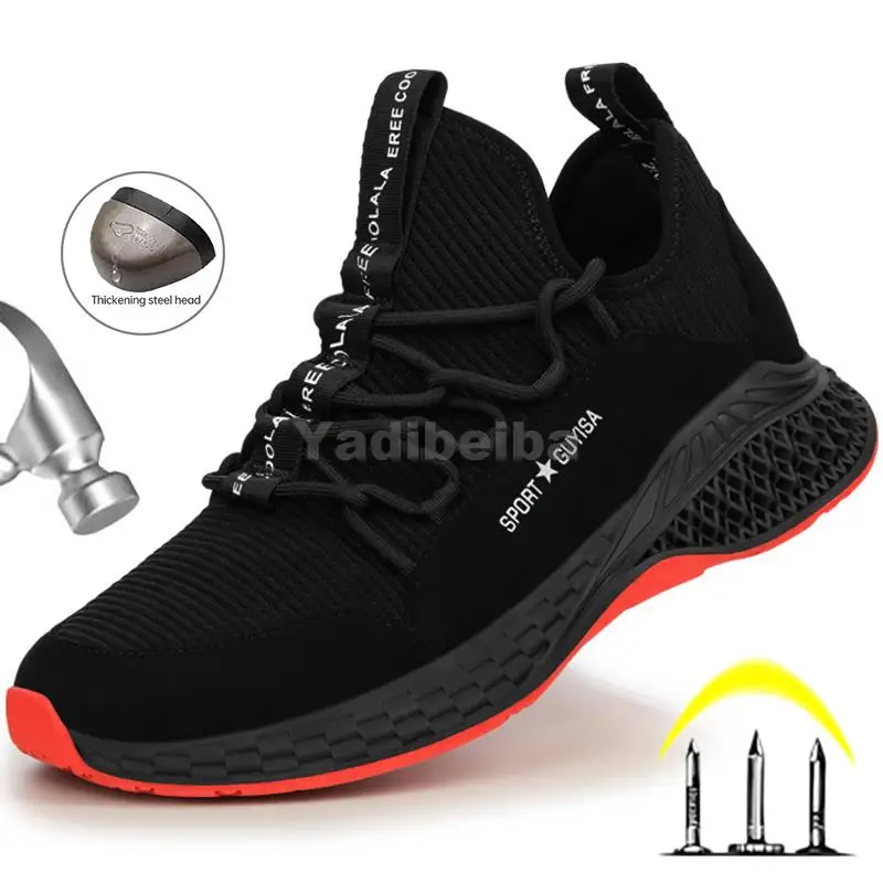 

Plus Size Safety Boots Men Women Work Sneakers Breathable Steel Toe Work Shoes Construction Work Boots Anti-smash Safety Shoes