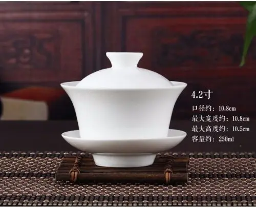 [GRANDNESS] Китайский Gaiwan чайный набор кунг-фу белый керамический гайвань белая чайная посуда Sancai чайная чашка - Цвет: 250ml