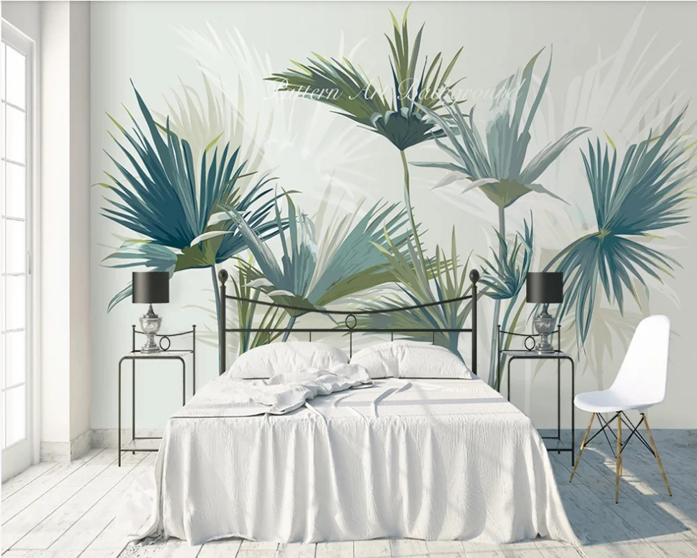 

Обои на заказ ручная роспись скандинавский тропический лес Пальма диван фон для телевизора водонепроницаемый материал
