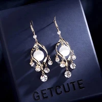 new fashion rhinestone pendant long earrings ladies elegant girl tassel earrings fashion jewelry personality wedding trend gift