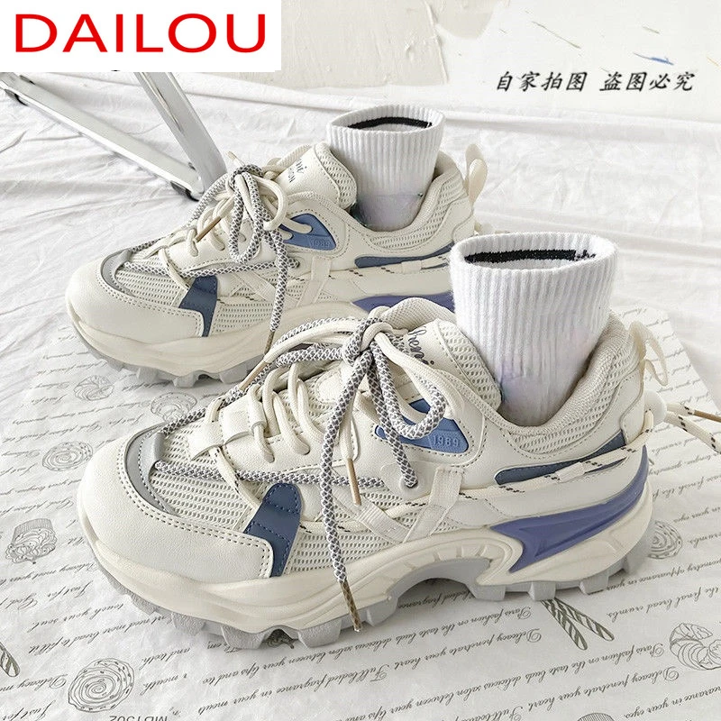 

2021 Women's Mesh Breathable Sneakers Fashion New Women's Shoes Spring Walking Vulcanized Shoes Comfortable Lace-up Casual Shoes