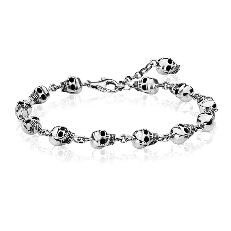 Цепочка из серебра 925 пробы с бусинами в виде черепа для мужчин и женщин |