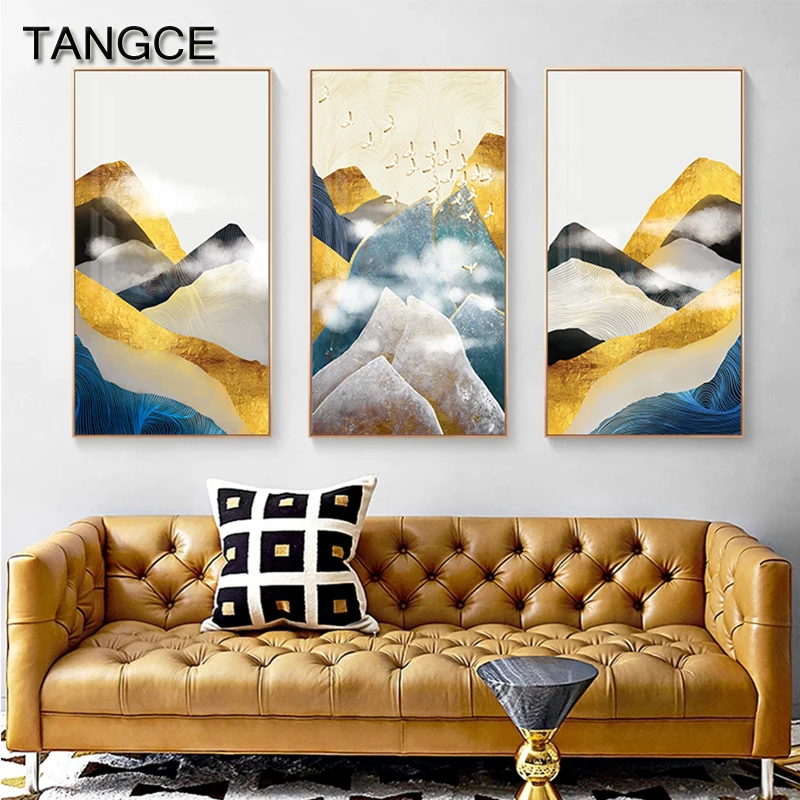 

Abstract Gold Black Moutain Canvas Paintings New Chinese Art Wall Picturs for Living Room Modern Landscape Posters Nordic Prints