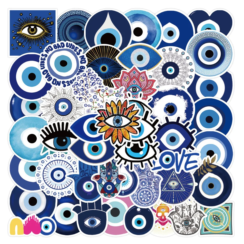 10/30/50pcs Cool Turkish Evil Eye Graffiti Stickers Aesthetic Cartoon Decals Kids Toy DIY Diary Laptop Luggage Phone Car Sticker - купить по