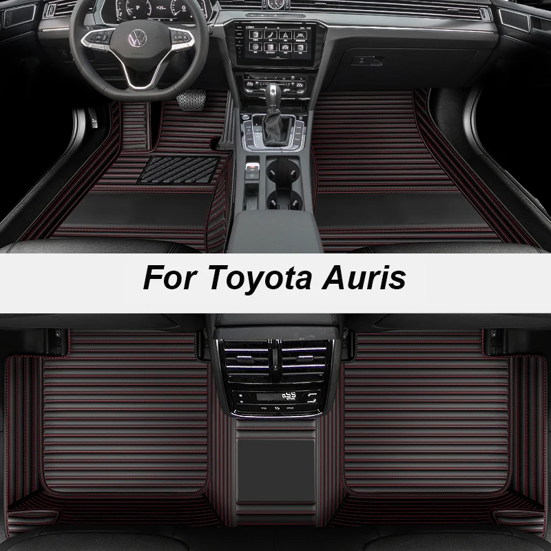 

Custom 5 Seats Leather Luxury Auto Car Mats With Pockets Floor Carpet Rugs For Toyota auris accessories