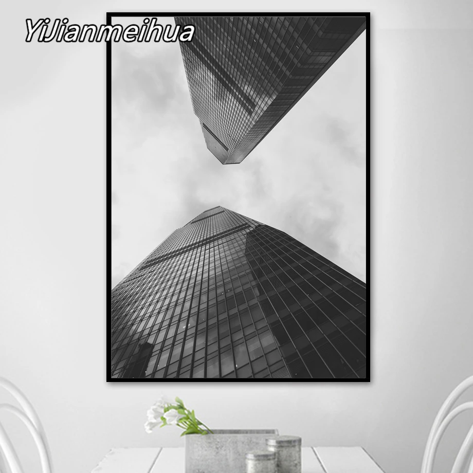 

Black White New York Building Landscape Nordic Posters And Prints Wall Art Canvas Painting Wall Pictures For Living Room Decor