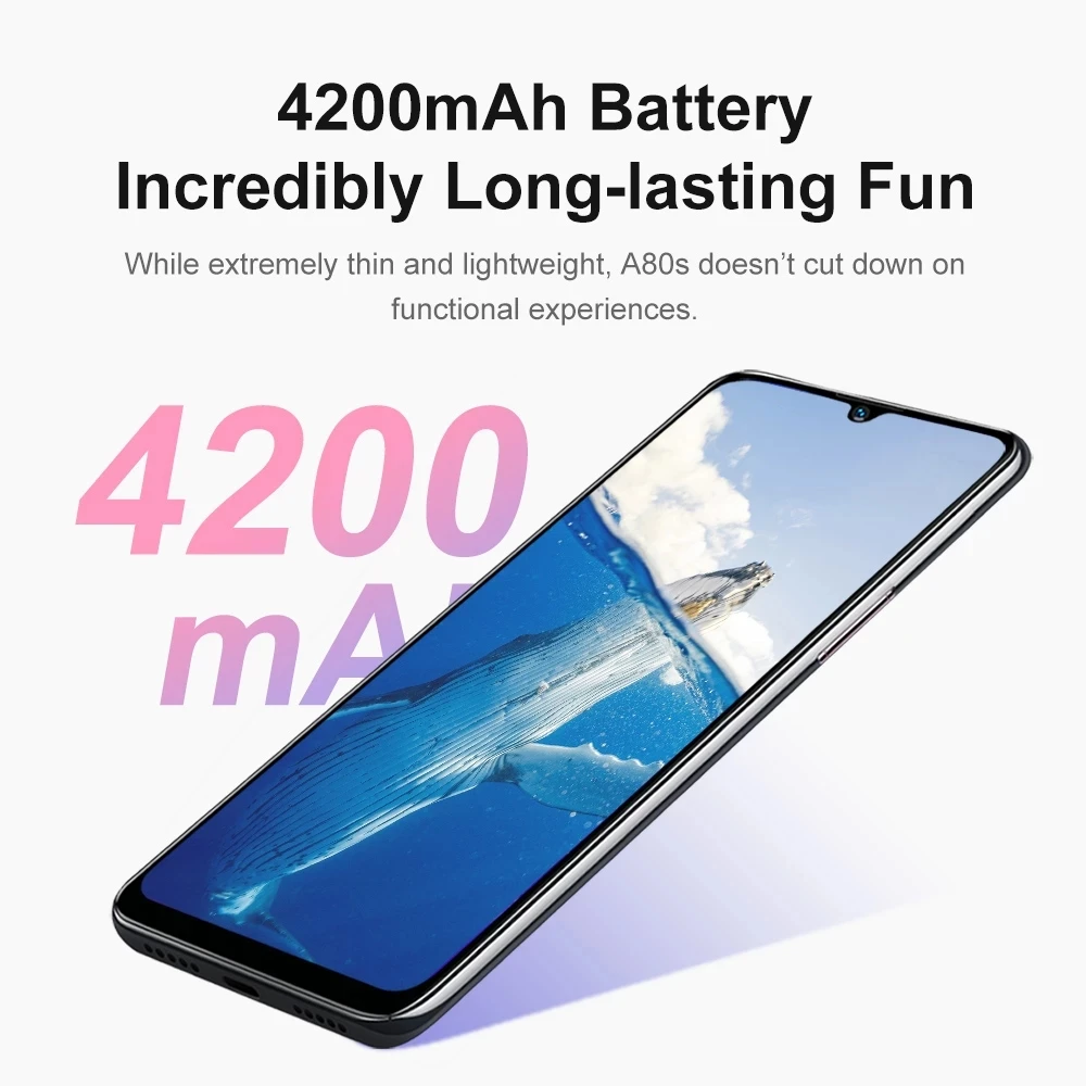 Blackview A80s Smartphone 4GB + 64GB 6.217'' Face ID Android 10 Cellphone 13MP Quad Rear Camera 4G LTE 4200mAh Mobile Phone