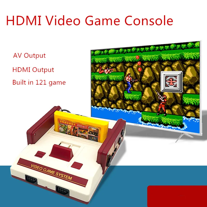 Console de Jogo para Jogos da Família Cartucho de Jogo Construído em 121 Nova Atualização Vídeo Game Console Jogo Vermelho Branco Casa Suporte 8bit fc hd