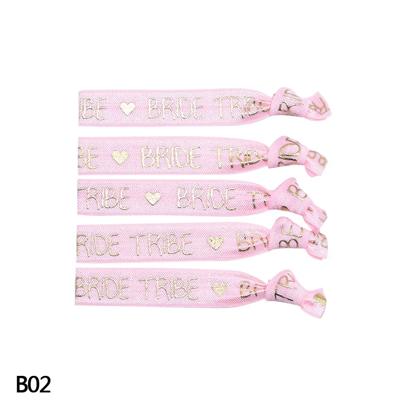 B02 bride tribe 10 шт. надпись «Bride Tribe» девичник волос Веревка девичник браслет с надписью "Bride To Be" племени повязка на руку для волос аксессуары для свадебного декора - Цвет: B02 bride tribe