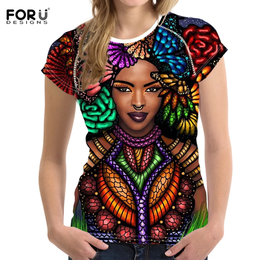 Футболки FORUDESIGNS для женщин красочные футболки с изображением лица африканских