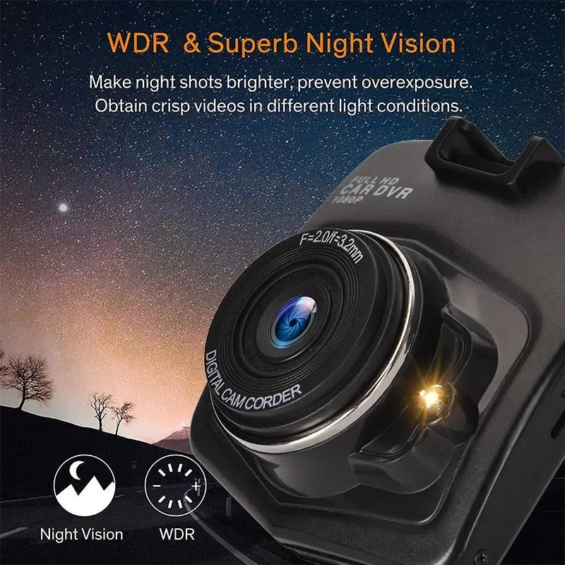 

FHD 1080P DVR Reverse Camera Dash Cam Night Vision Recorder DashCamera Loop Recording Movement Detection Video Recorde Registrar