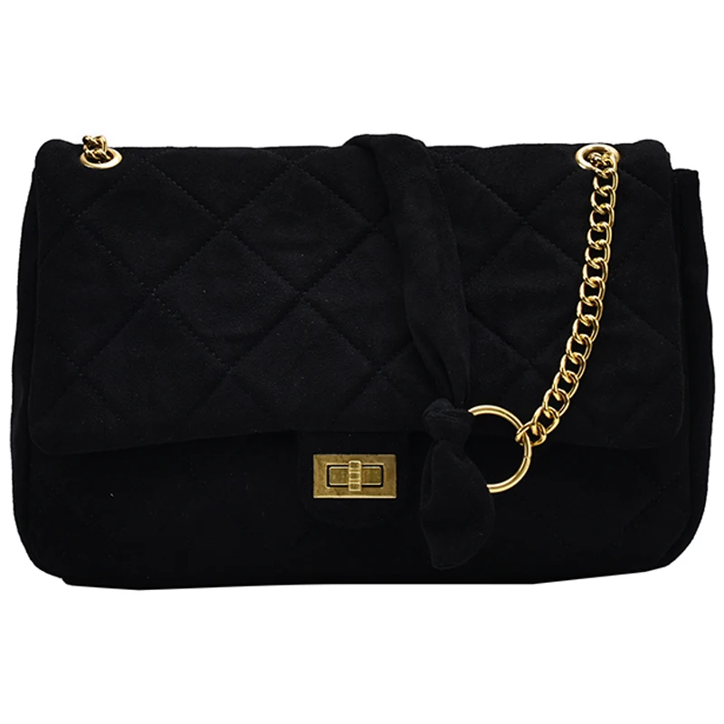 

2020 Women's Winter Trending Branded Shoulder Handbags Luxury Chain Hand Bag Scrub PU Leather Diamond Lattice Crossbody Bags