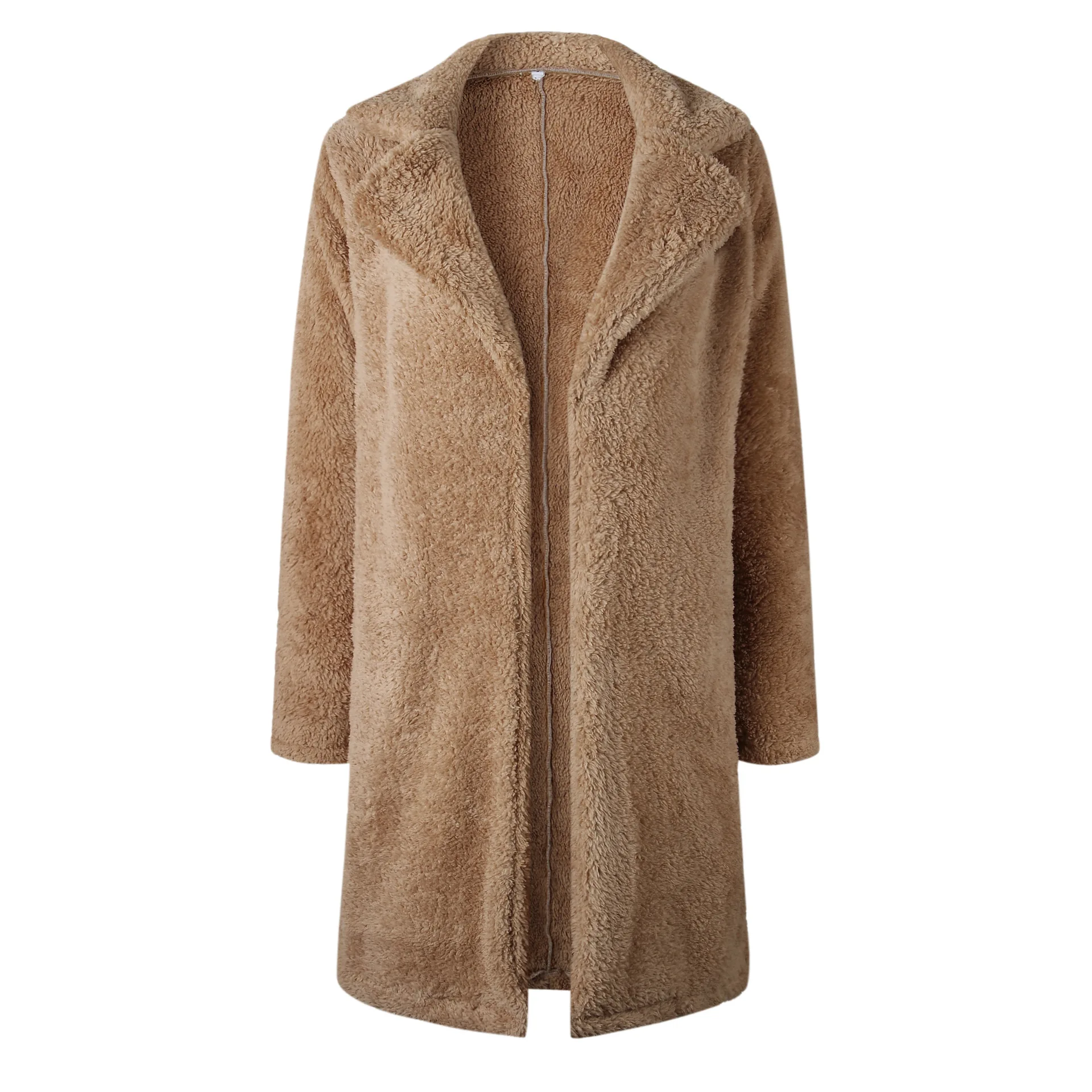 

Women Teddy Bear Fur Coat Winter Ladies Knee Long Vintage Jacket Warm Solid Long Thick Outwear