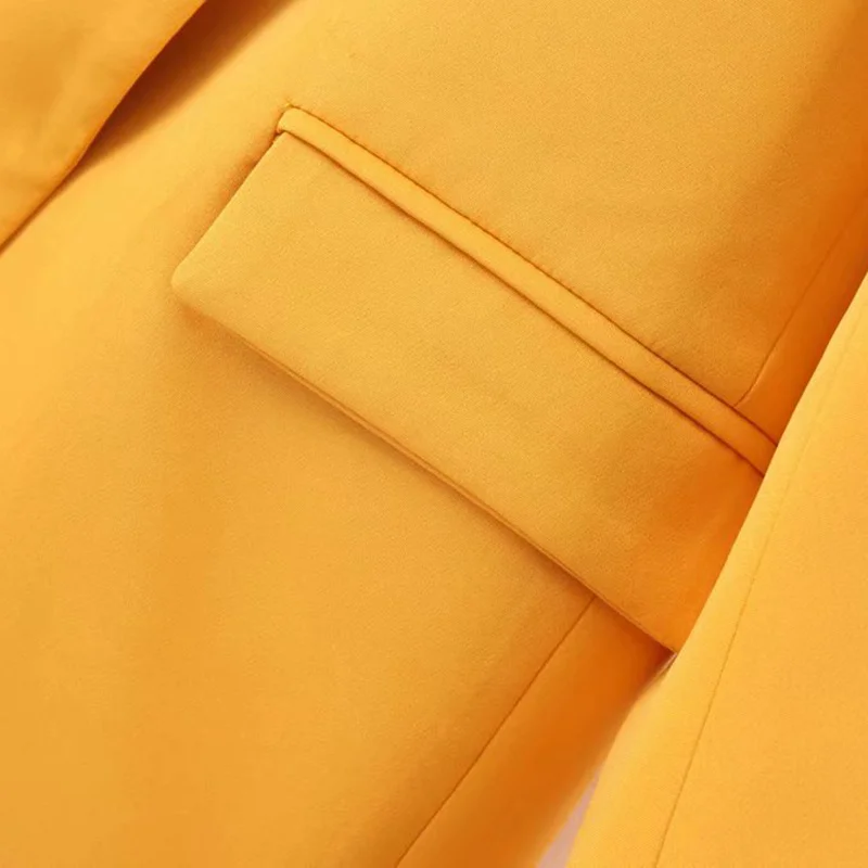 Vintage Stylish Office Lady Pockets Blazers Coat Women Fashion Notched Collar Long Sleeve Ladies Outerwear Chaqueta Mujer