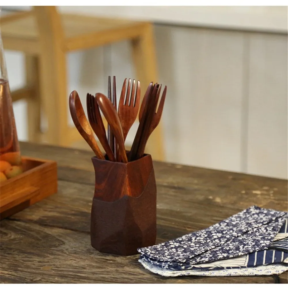 Китайские палочки для еды столовые приборы деревянные наборы с ложкой вилкой