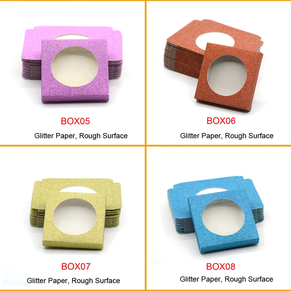 

10/20/30/50/100 Pcs Square Beatuy Colorful Lash Boxes Packaging Bulk Wholesale Empty Paper Eyelashes Storage Box Case Glitter