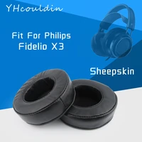 earpads for philips fidelio x3 headphone sheepskin pads accessaries replacement ear cushions wrinkled leather material