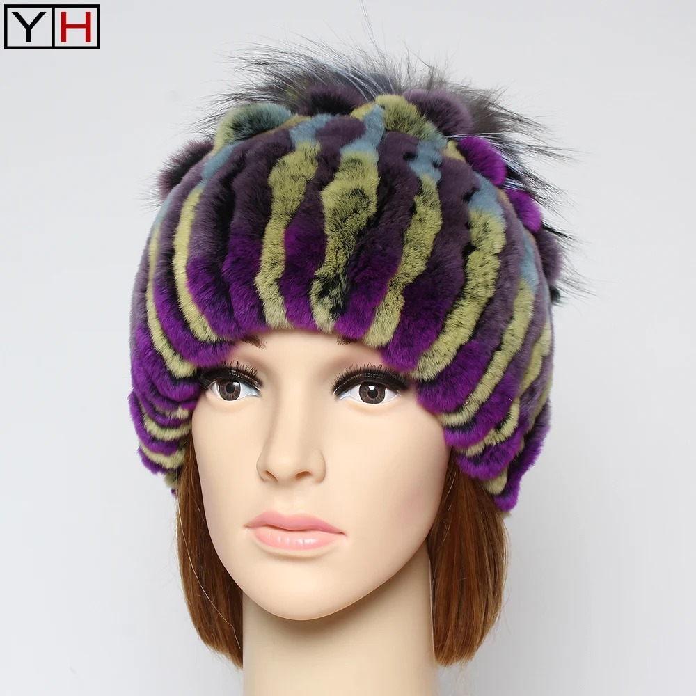 Для российских погодных условий женские 100% натурального шапка из меха кролика