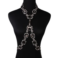 fashio sexy waist belly jewelry women crystal crossover harness chain necklace charming crossover body jewelry necklaces